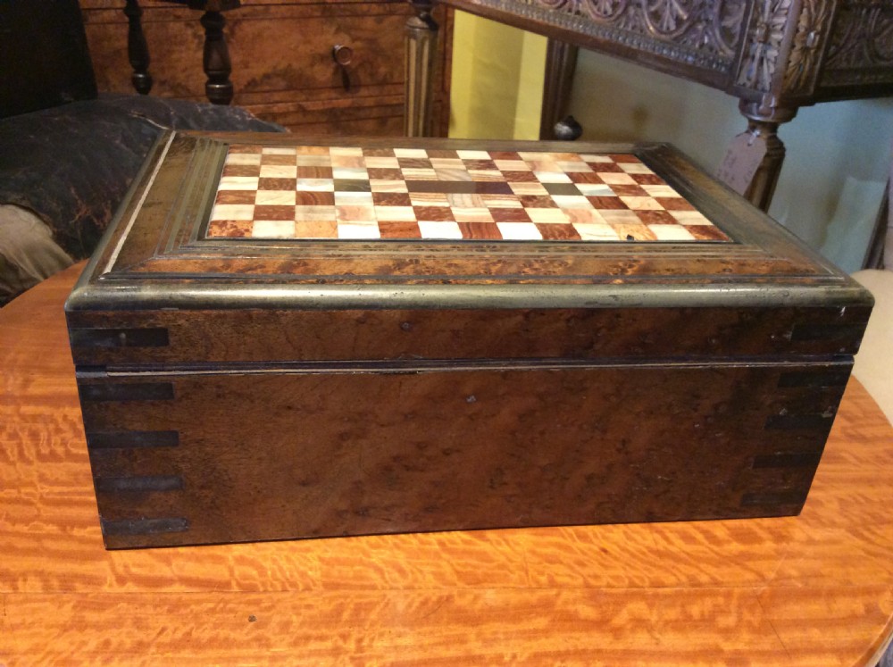 19thC Birds eye maple, specimen marble box View V