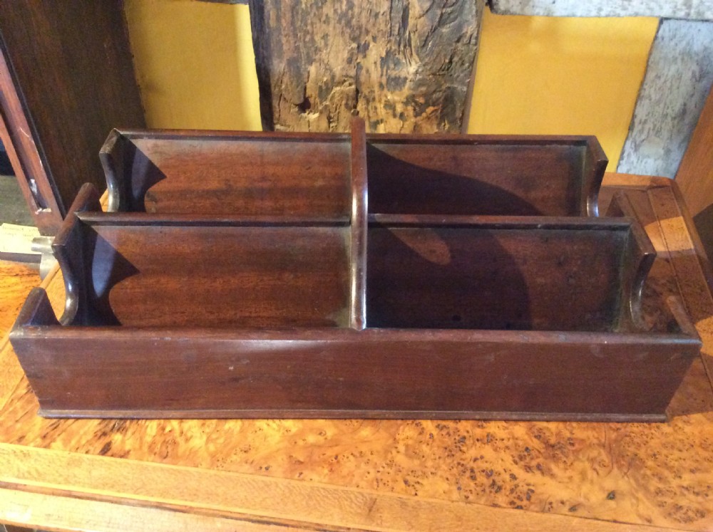  18thC Mahogany bottle carrier for half bottles View IV