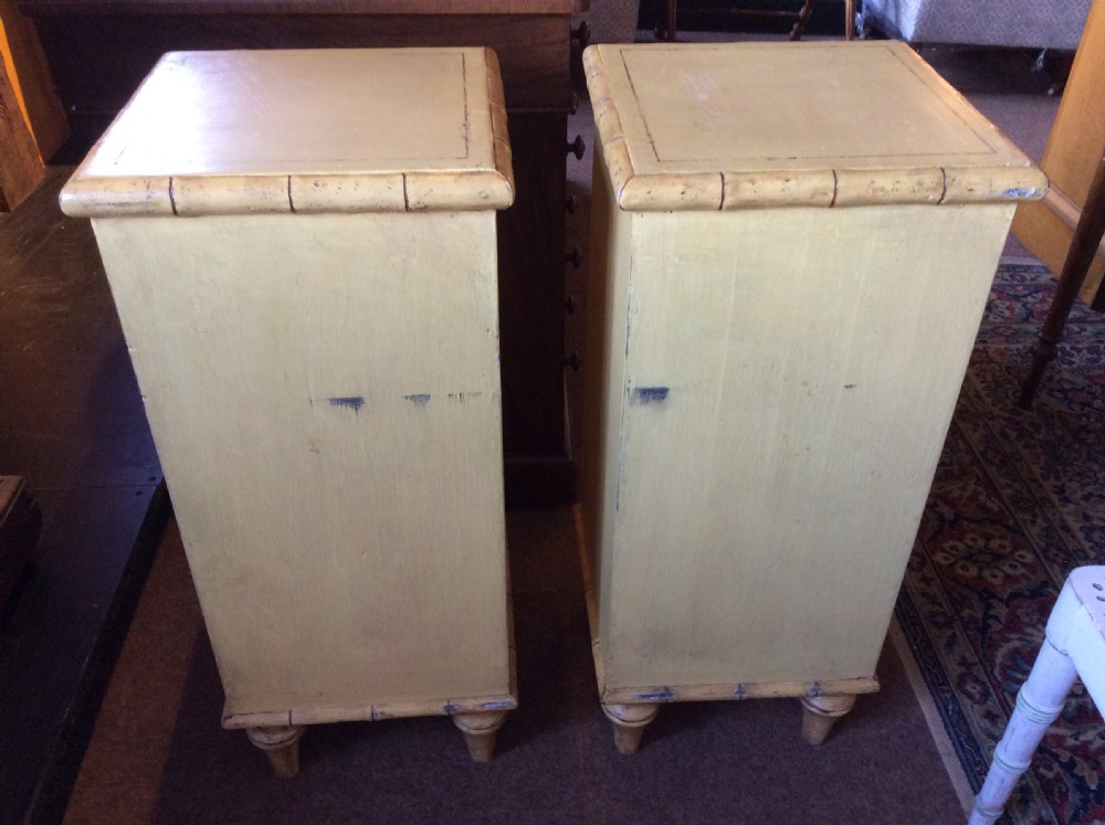 Pair of late 19thC painted cupboards with faux bamboo details View II