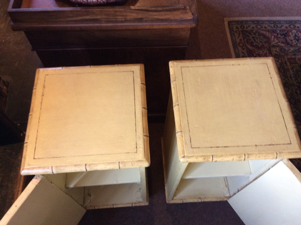 Pair of late 19thC painted cupboards with faux bamboo details View III