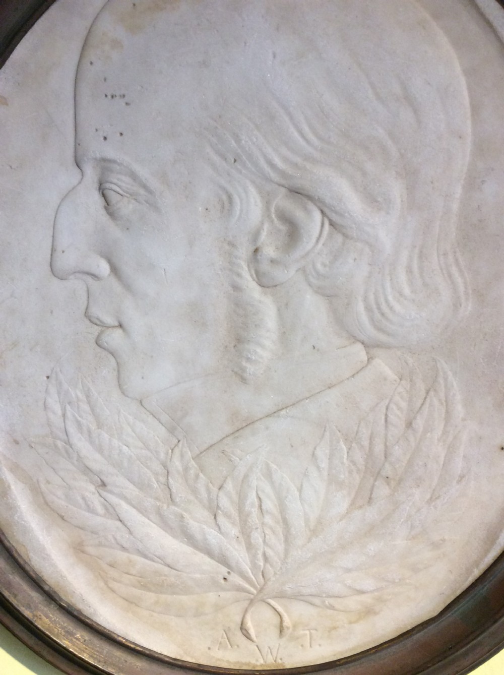 19th C Marble bas-relief portrait of a man  View III