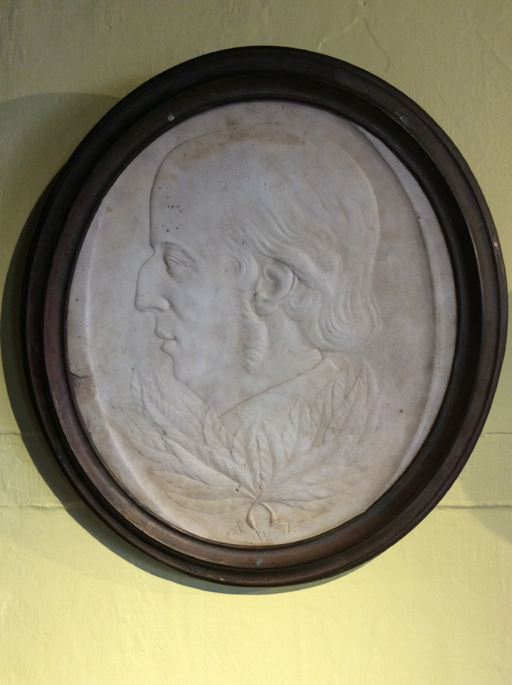 19th C Marble bas-relief portrait of a man  View V