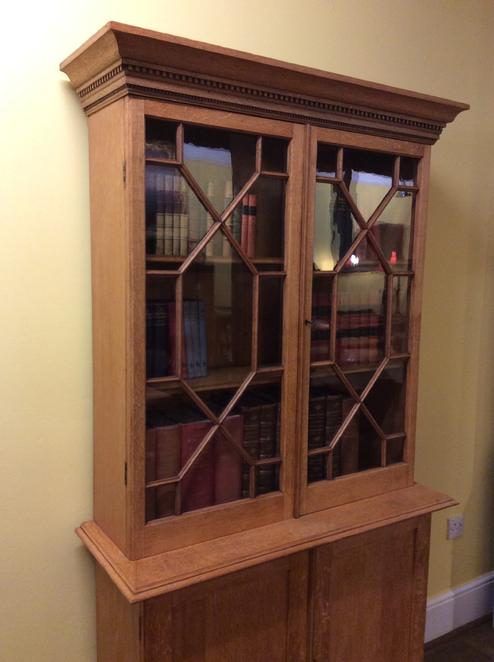 19thC  Oak 2 door bookcase with astrical glazing View VI