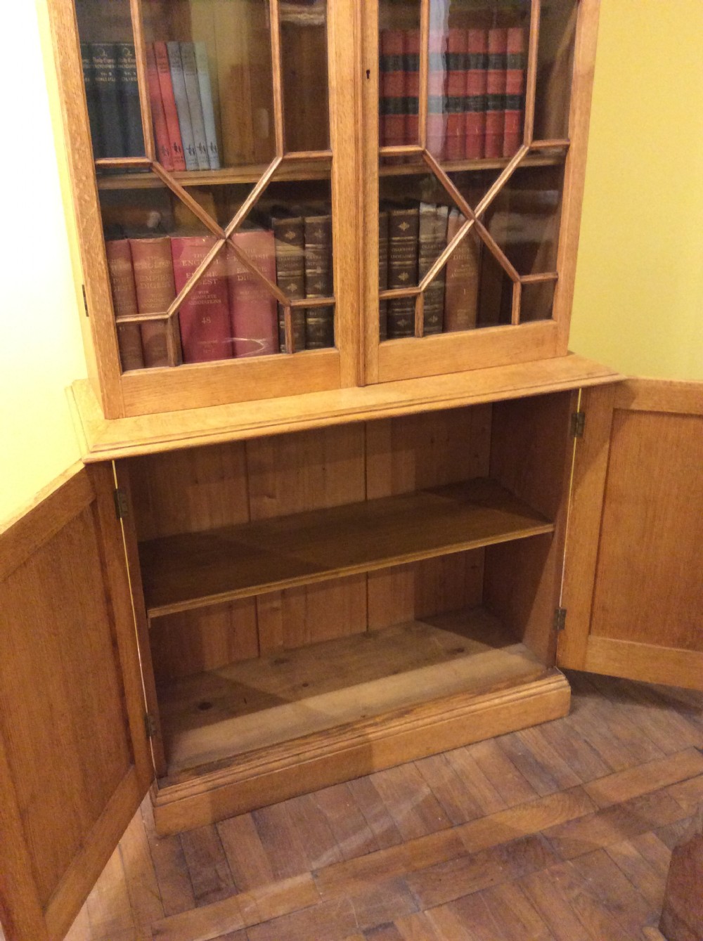 19thC  Oak 2 door bookcase with astrical glazing View VII