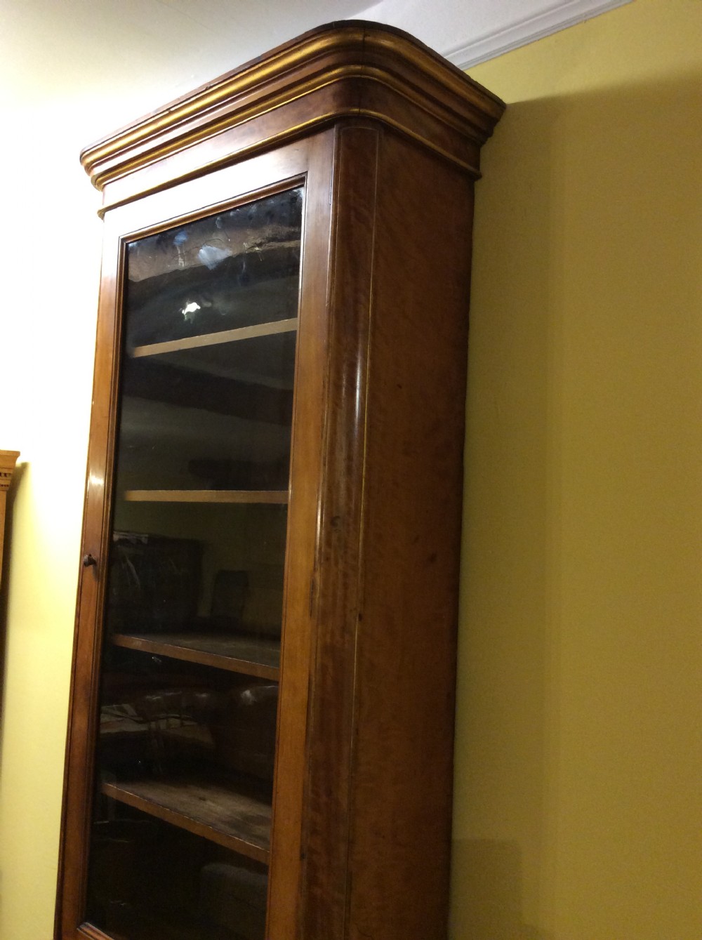 19thC Birchwood & parcel gilt narrow bookcase by Holland & Sons View IX