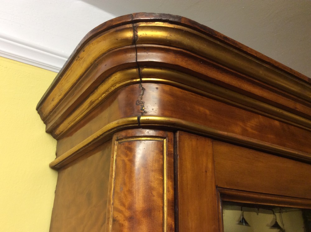 19thC Birchwood & parcel gilt narrow bookcase by Holland & Sons View X