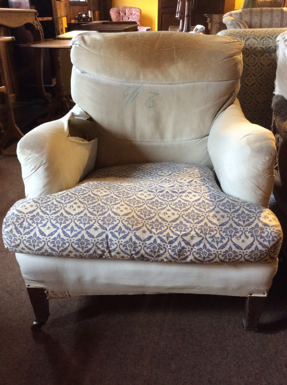 Early 20thC Howard & Sons Bridgewater armchair