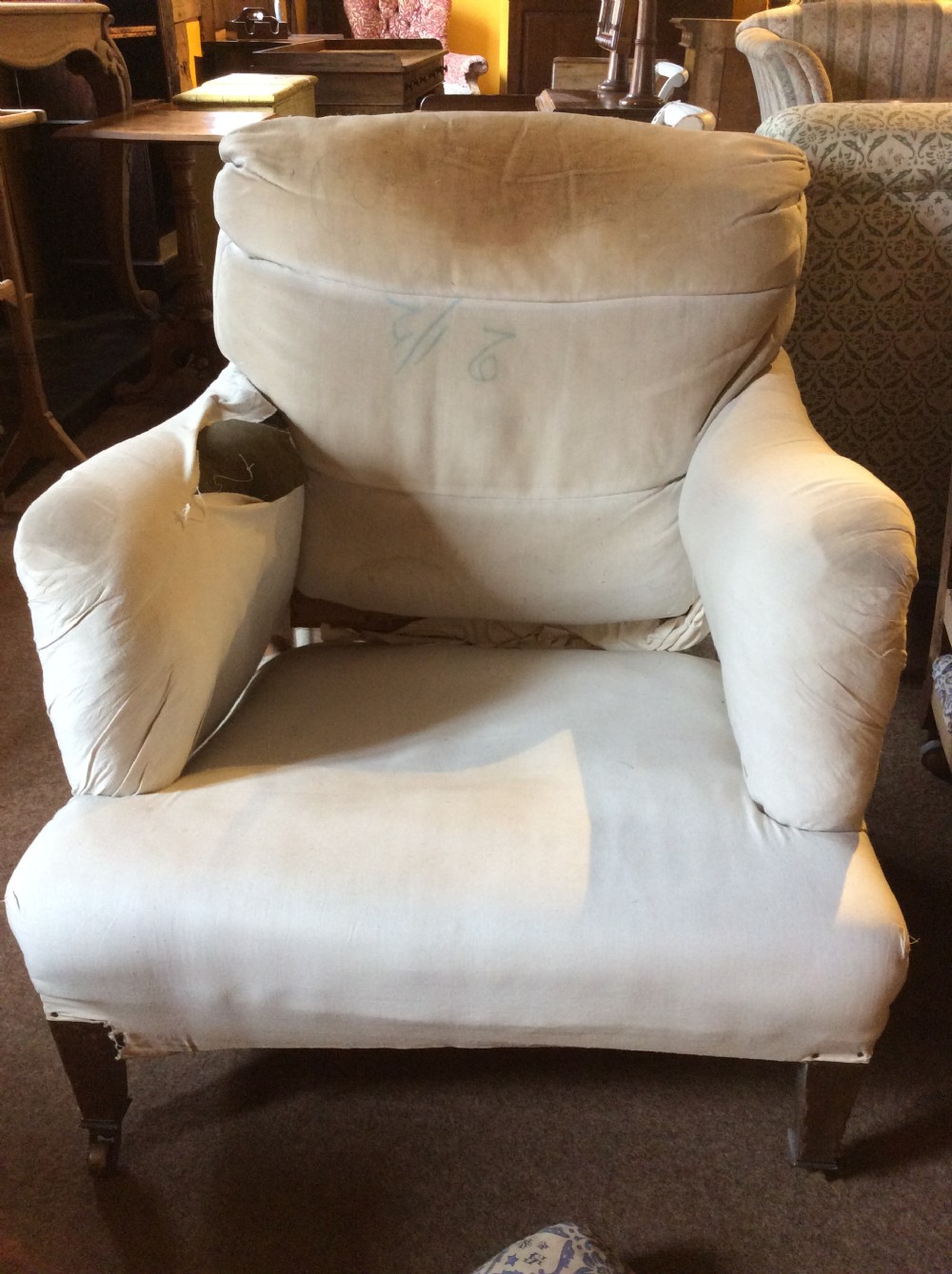 Early 20thC Howard & Sons Bridgewater armchair View V