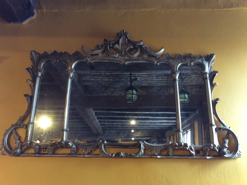19thC Carved & gilt three section mirror  View III