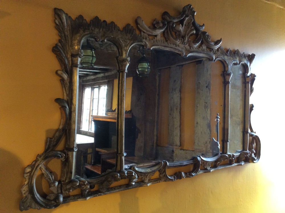 19thC Carved & gilt three section mirror  View IV