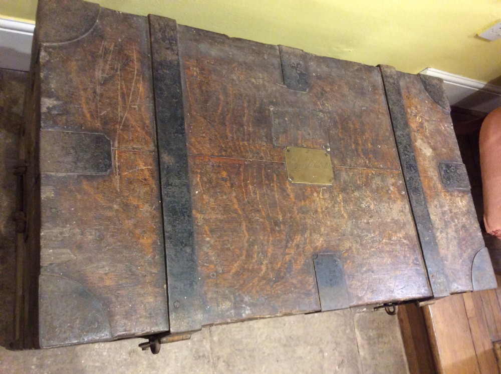19thC Oak & Iron bound silver chest View II