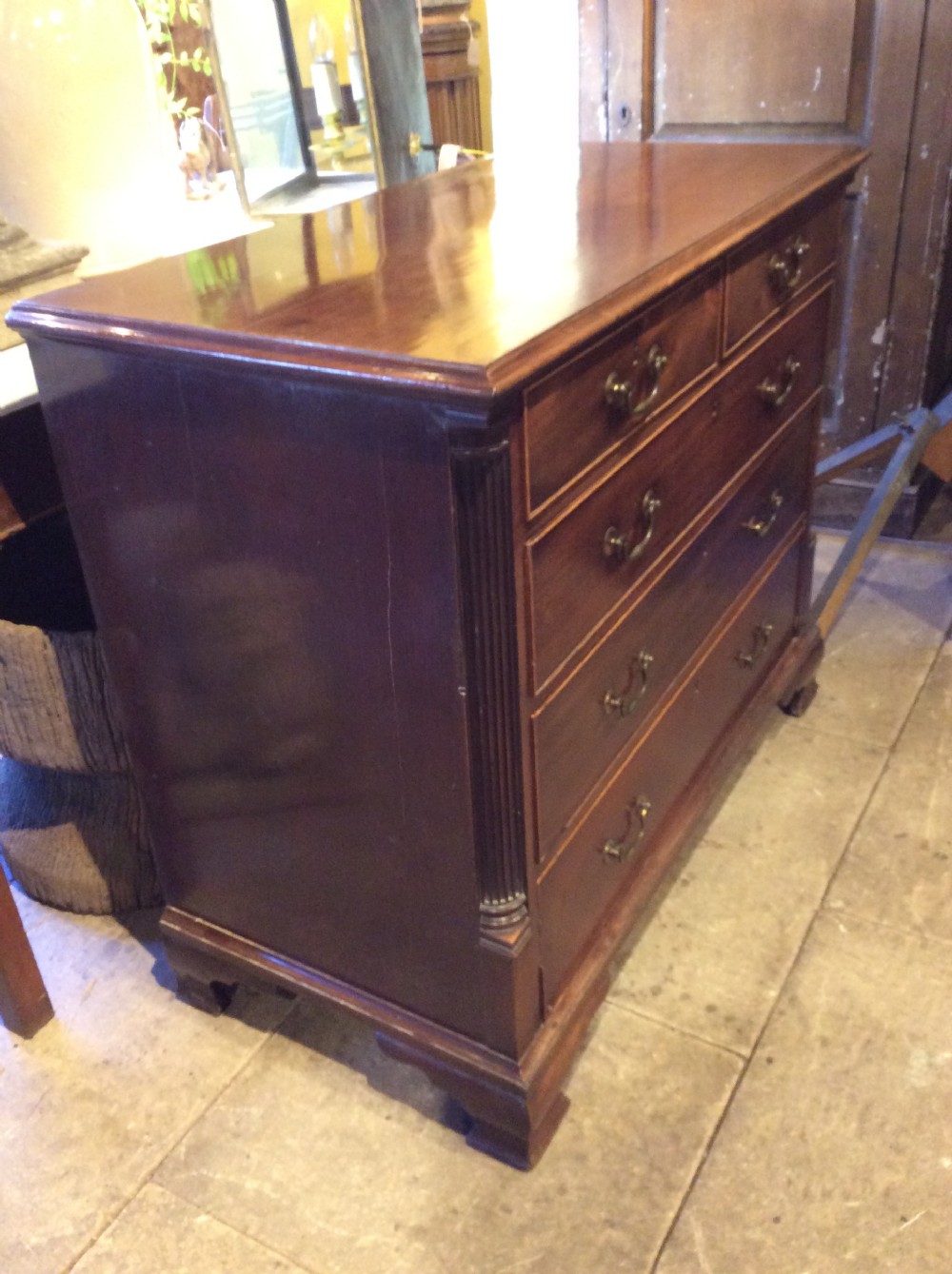 18thC North Country Mahogany chest of drawers View II