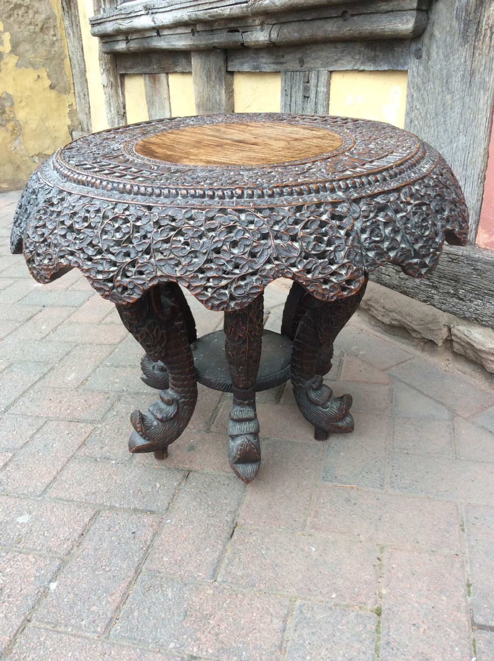 19thC Carved Burmese table