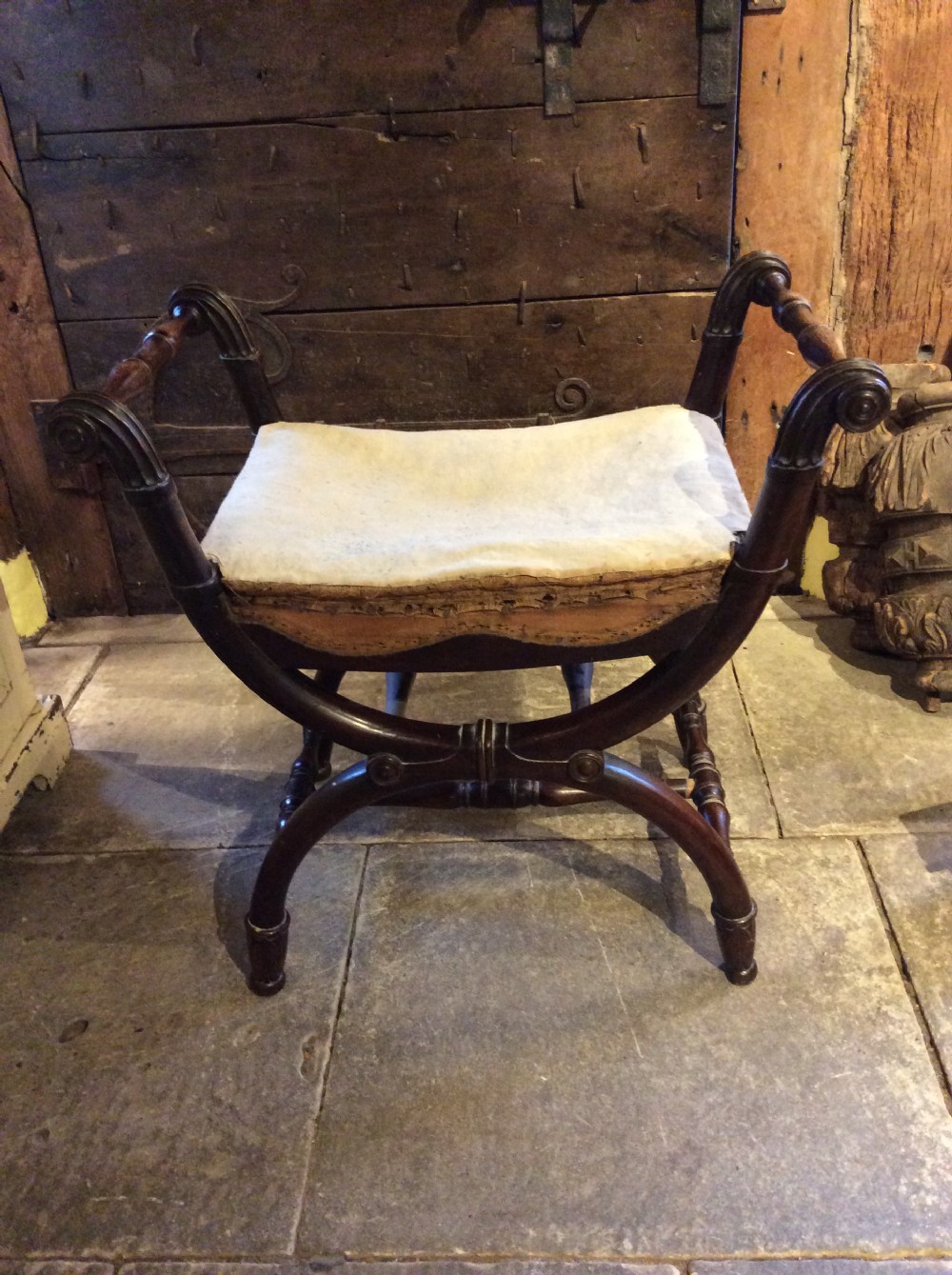 19thC Oak stool in the style of Thomas Hope View II