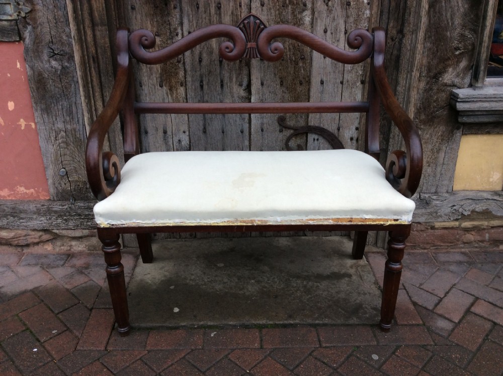 19thC 2 seater Mahogany small sofa window seat c.1830 View II