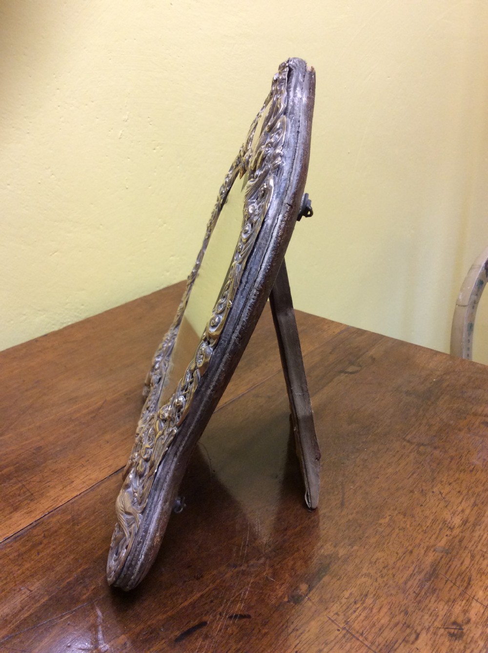 A fine Victorian heart shape silver table mirror View III