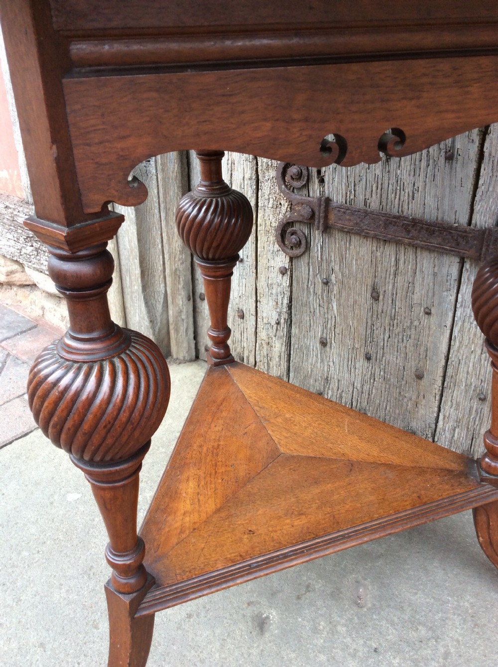 19thC Walnut lamp table stamped Howard & Sons View IV