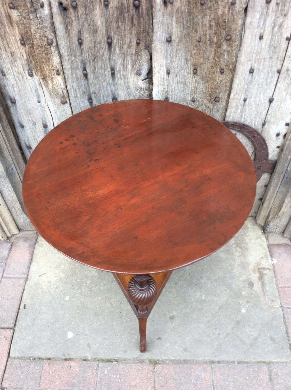 19thC Walnut lamp table stamped Howard & Sons View VI