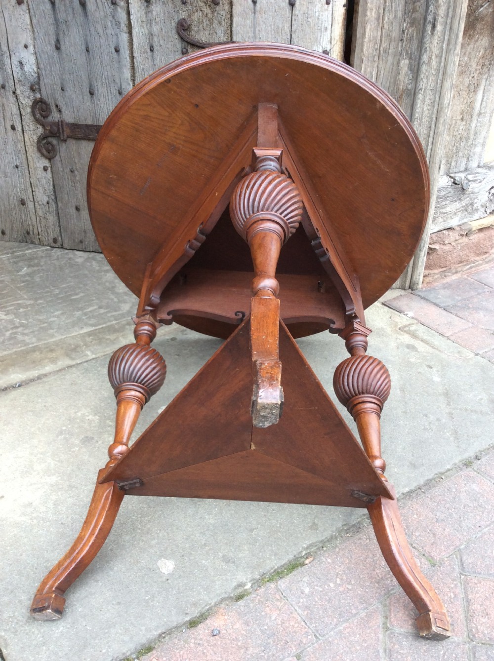 19thC Walnut lamp table stamped Howard & Sons View VII