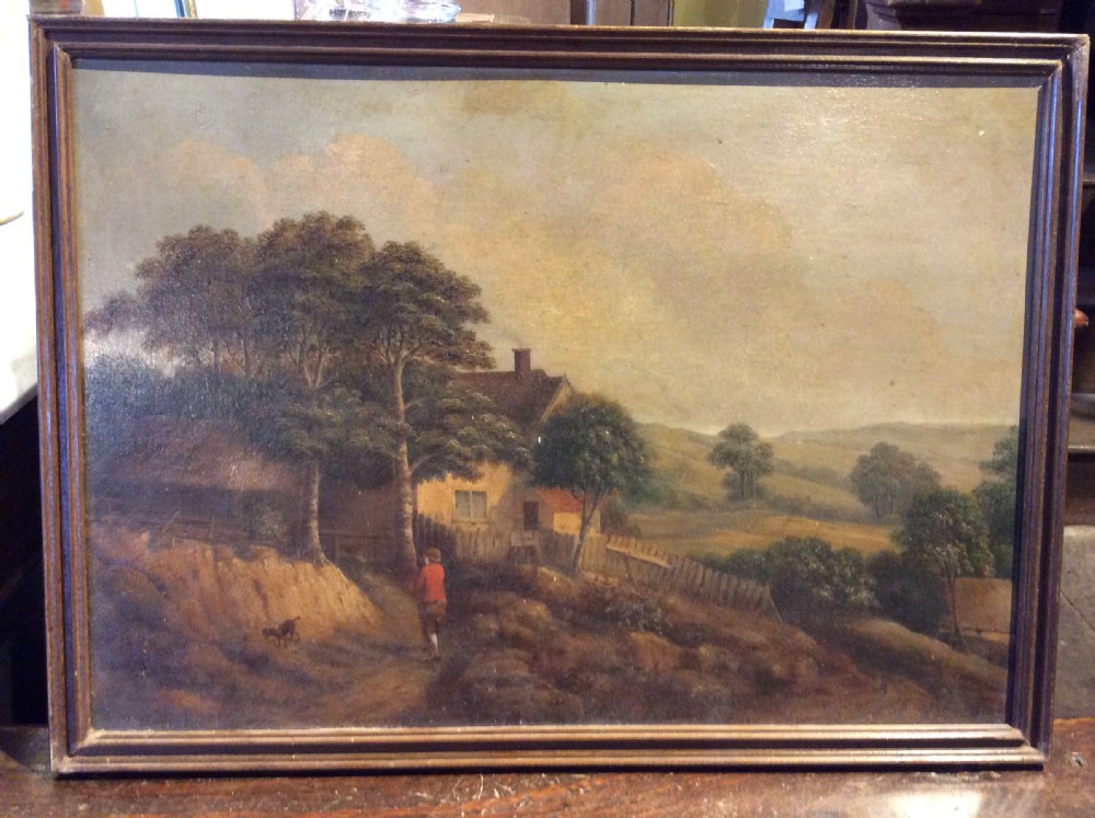 19thC. Double sided oil painting View II