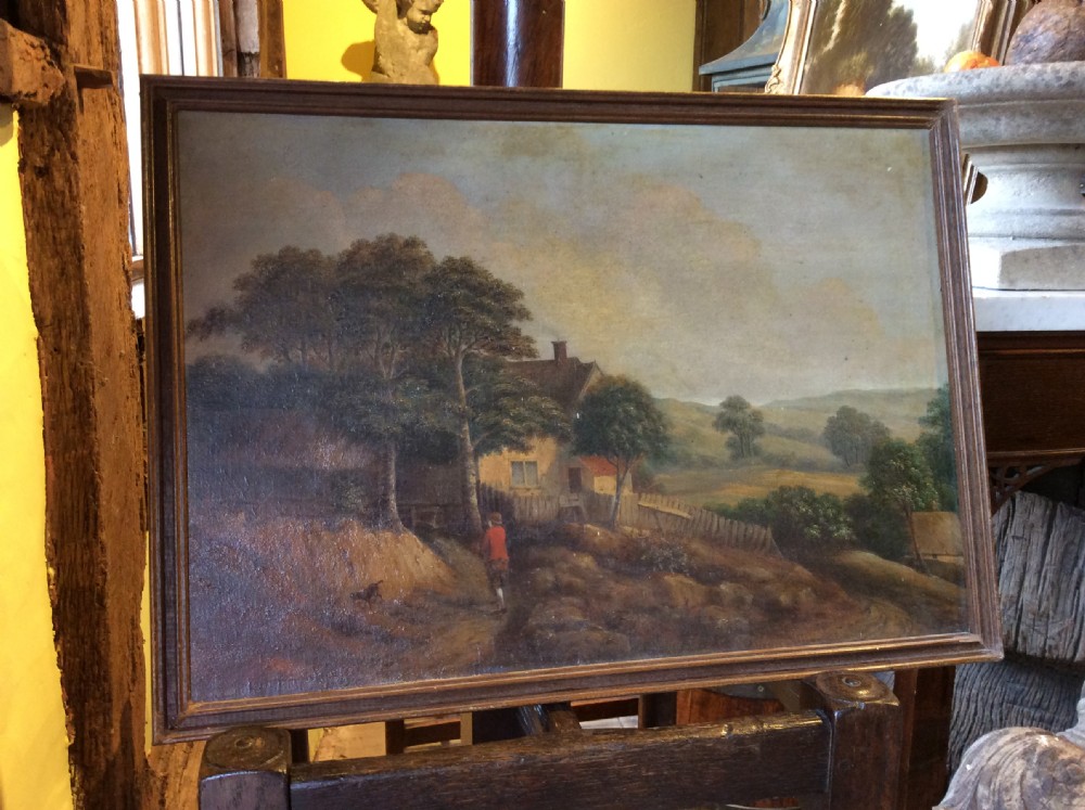19thC. Double sided oil painting View IV