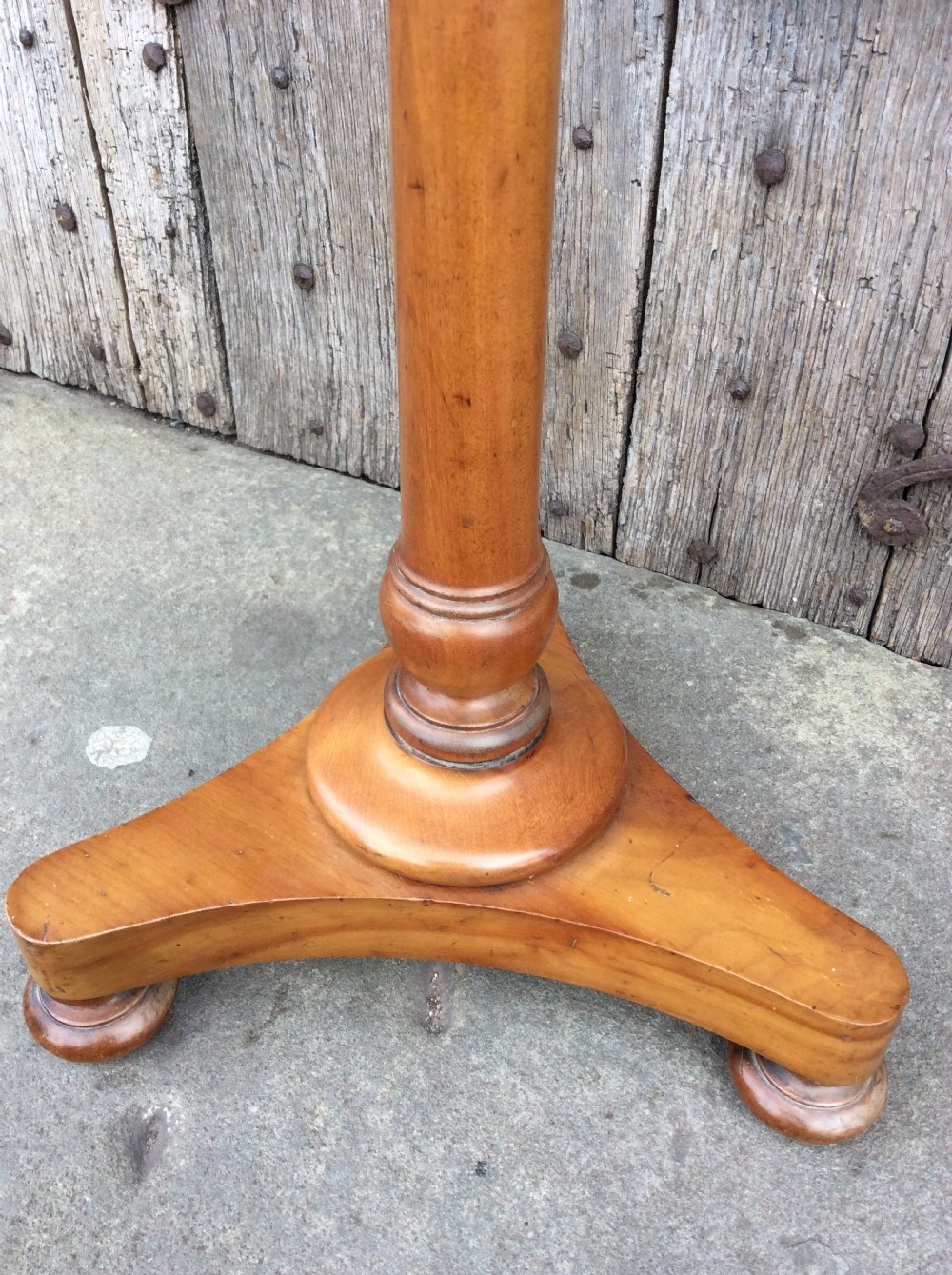 19thC Satin birch tripod table stamped Hindley & Sons  View II