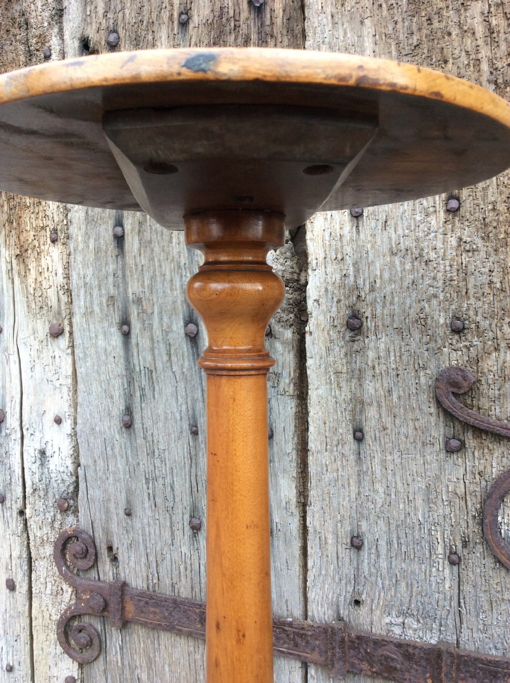 19thC Satin birch tripod table stamped Hindley & Sons  View III
