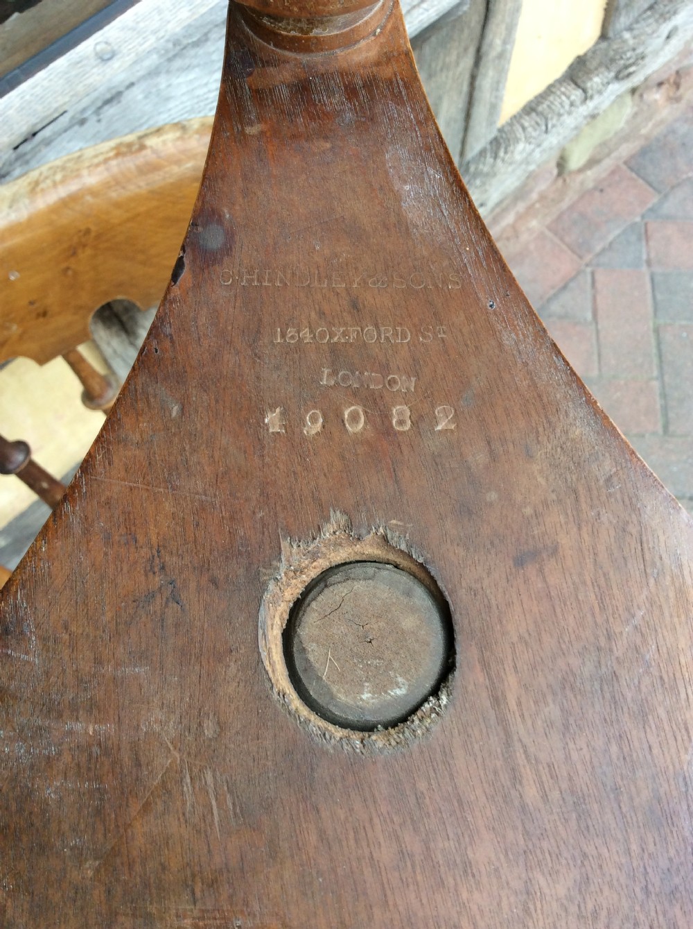 19thC Satin birch tripod table stamped Hindley & Sons  View VI