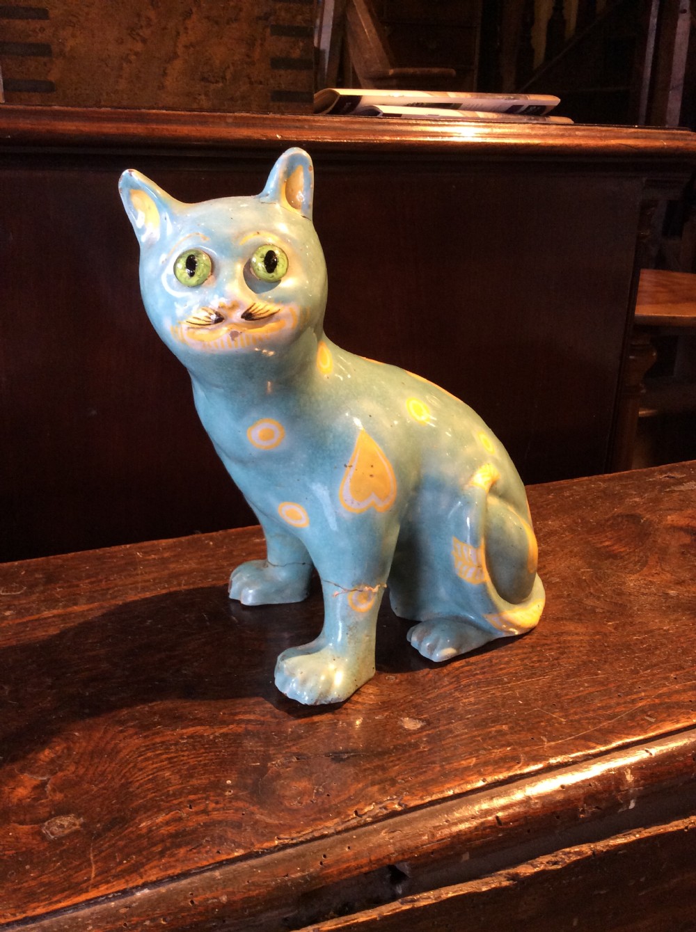 Early 20thC Ceramic cat ( signed on left leg)