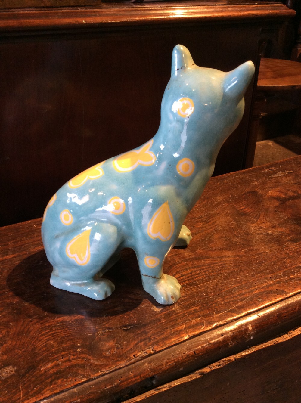 Early 20thC Ceramic cat ( signed on left leg) View II
