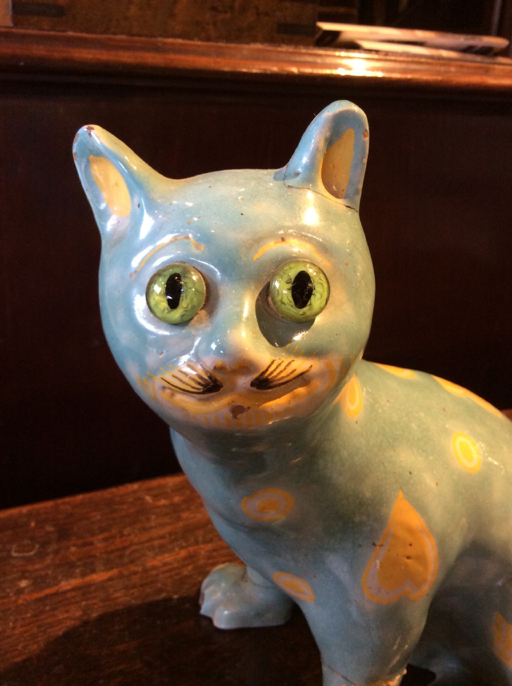 Early 20thC Ceramic cat ( signed on left leg) View V