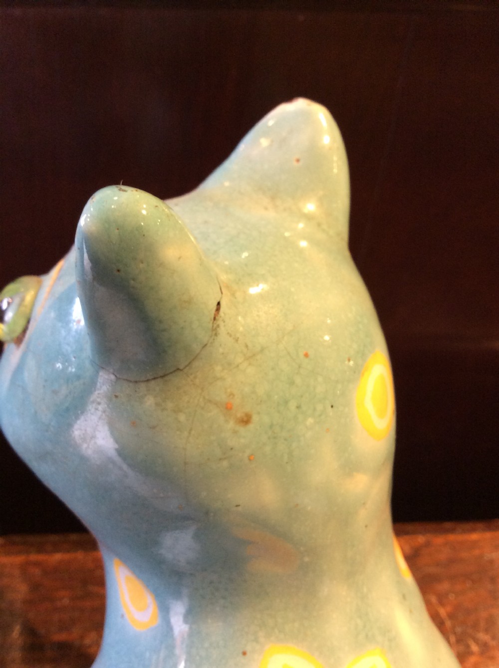Early 20thC Ceramic cat ( signed on left leg) View VIII