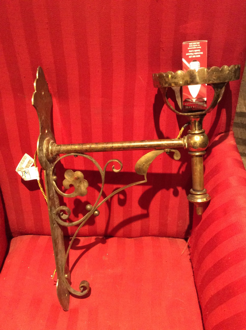 Pair of Arts & Crafts brass wall bracket lights View III