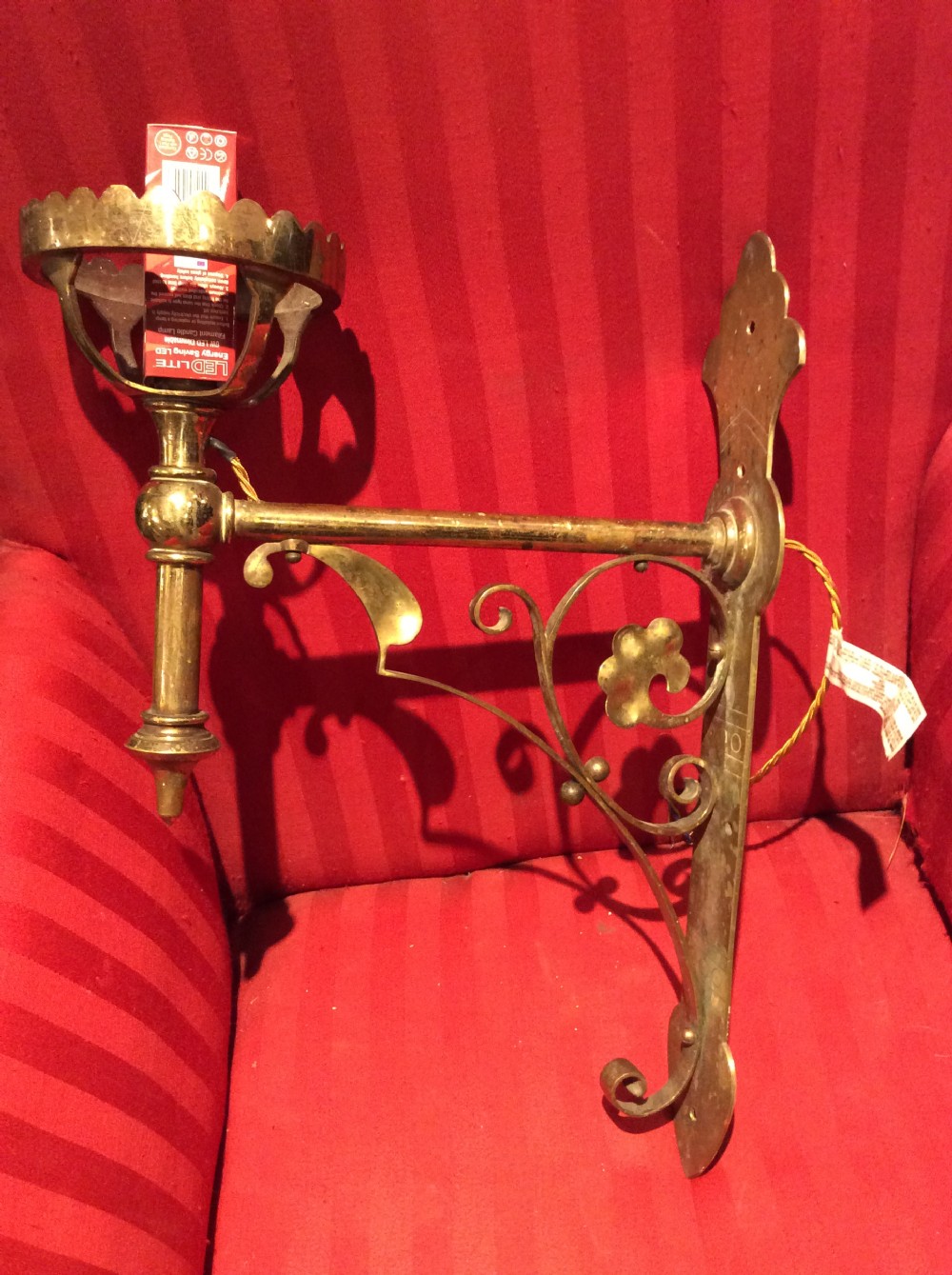 Pair of Arts & Crafts brass wall bracket lights View IV