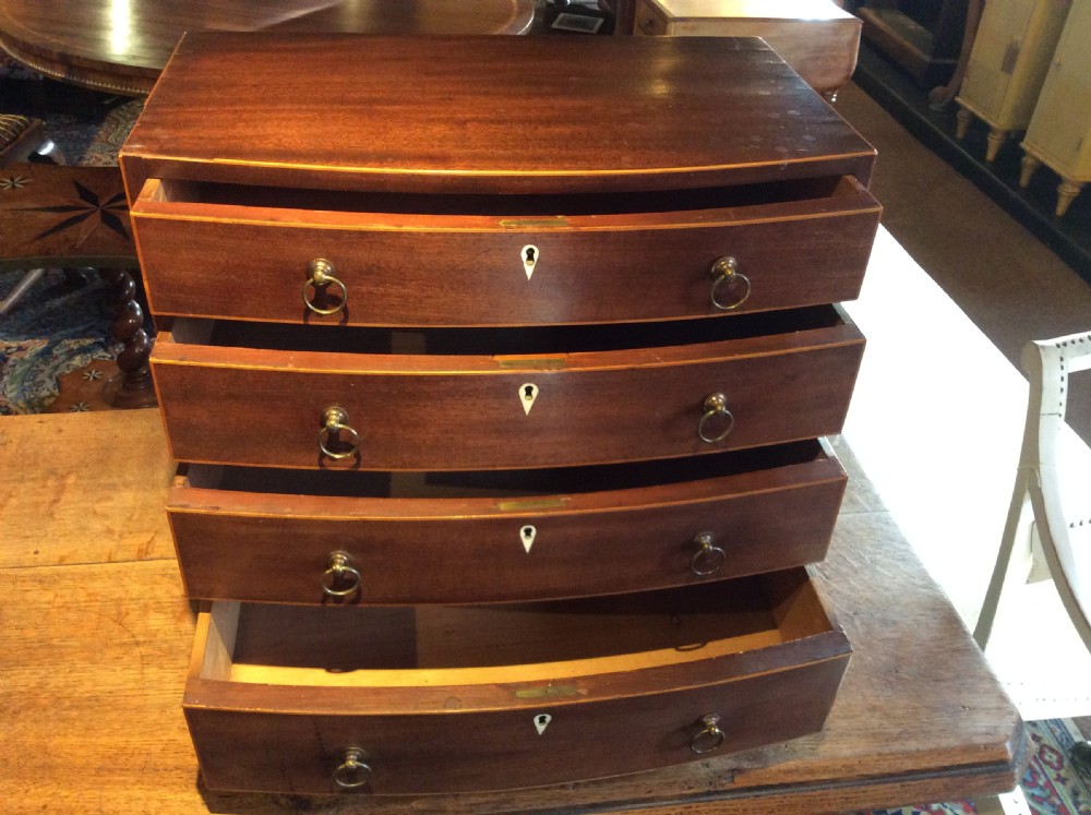 Regency Mahogany Bow front miniature chest of drawers View V