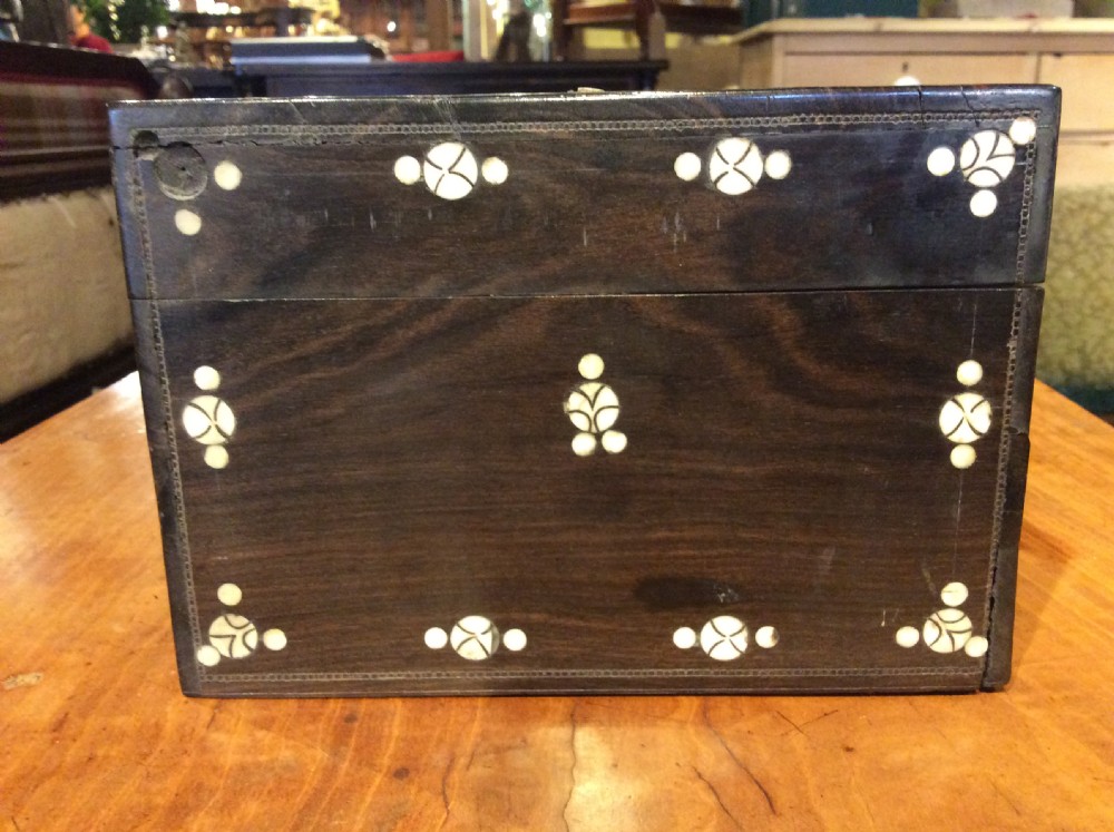19thC rosewood box with bone inlay View VII