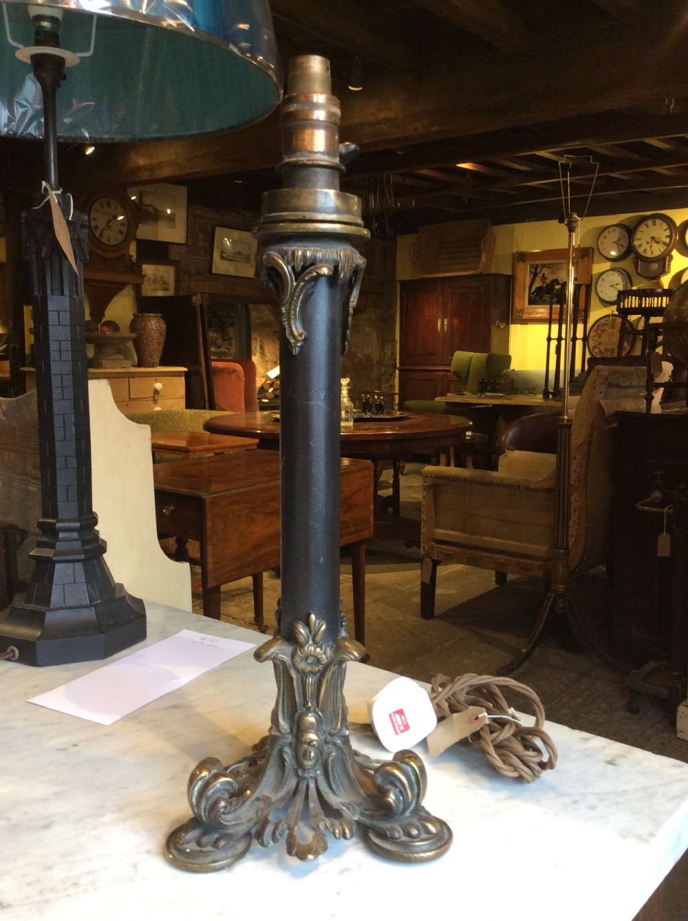 19thC Brass lamp View III