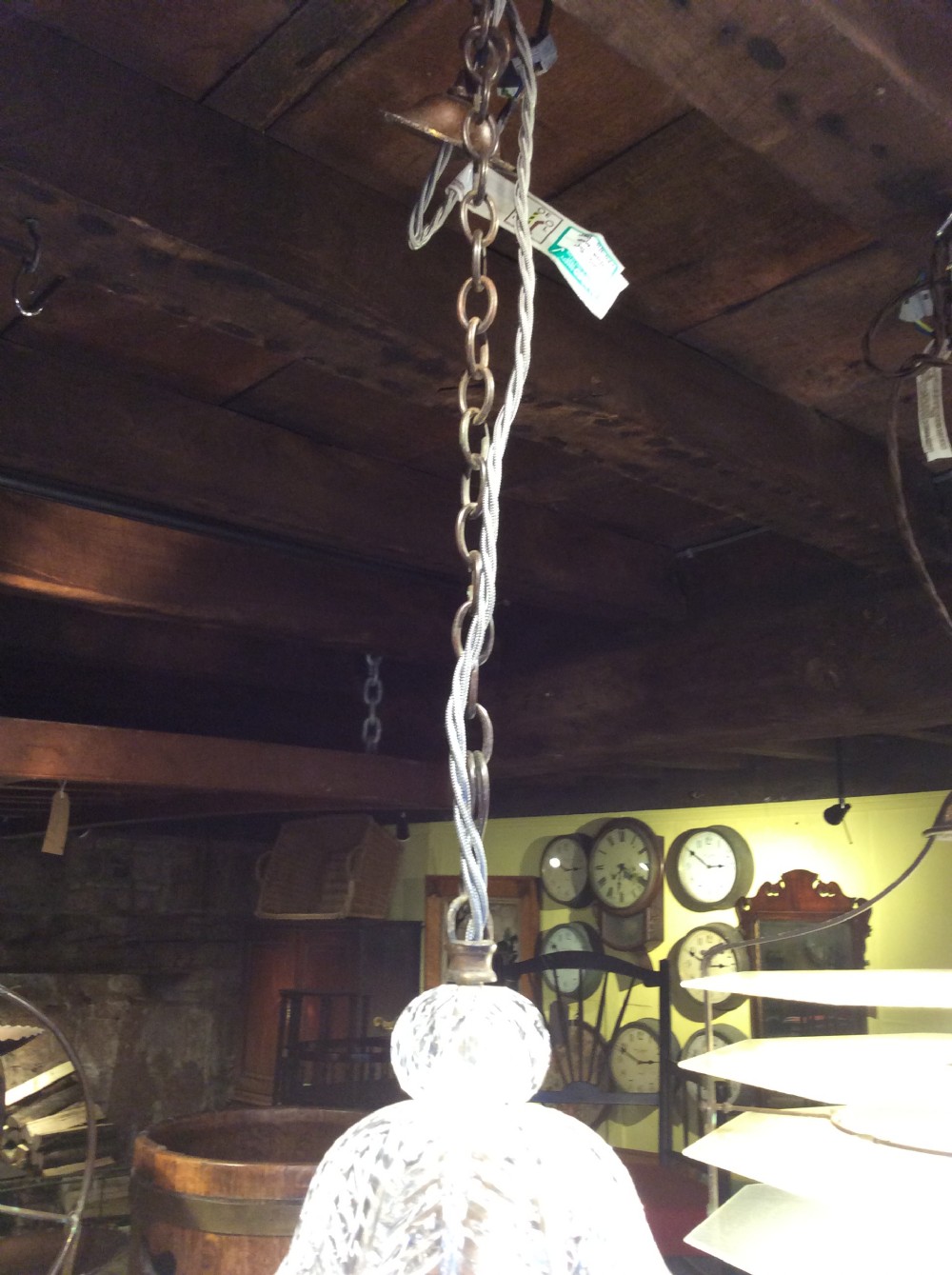 19thC cut glass pendant light  View II
