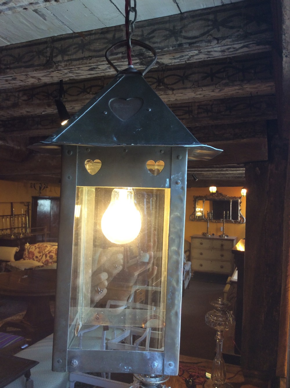 Arts & Crafts Voysey style copper lantern View III