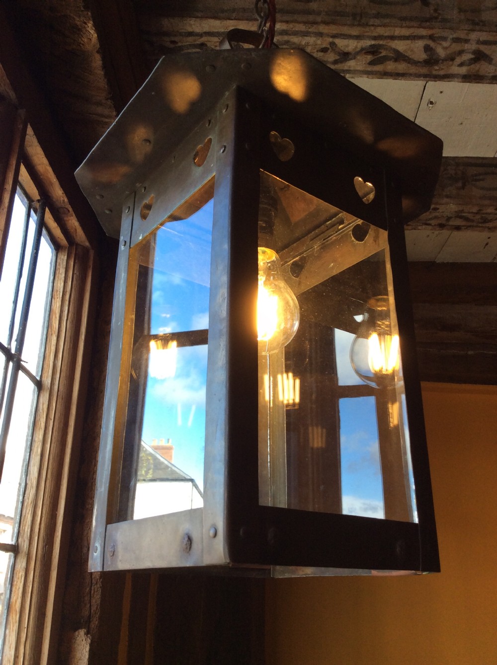 Arts & Crafts Voysey style copper lantern View IV