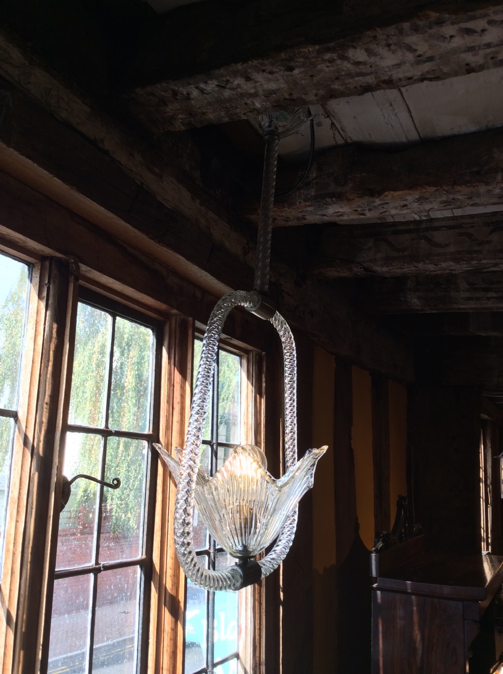 19thC Cut glass pendant light View VI