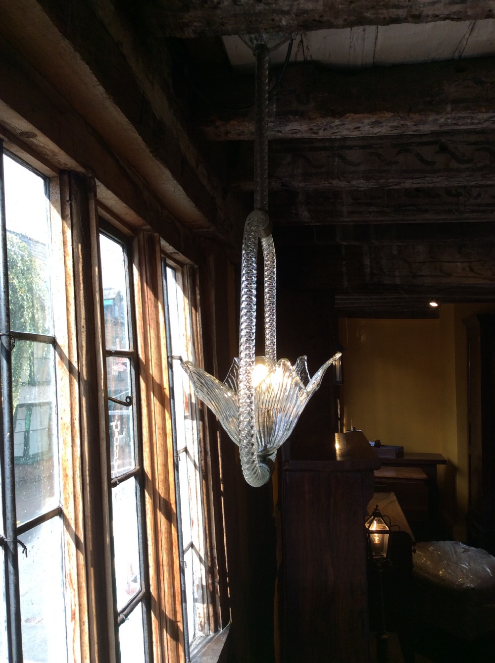 19thC Cut glass pendant light View IV