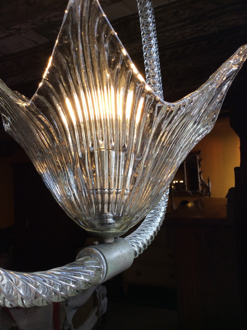 19thC Cut glass pendant light View VIII