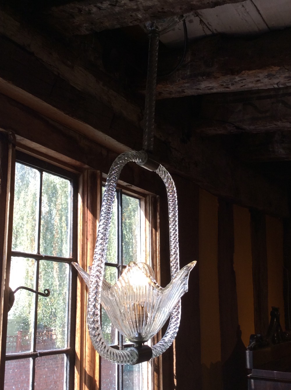 19thC Cut glass pendant light View IX