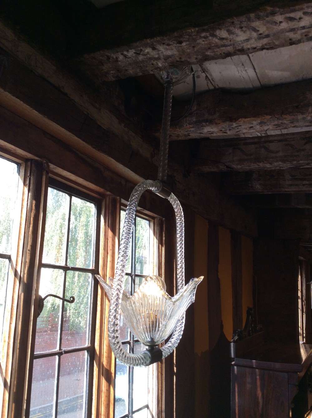 19thC Cut glass pendant light View X