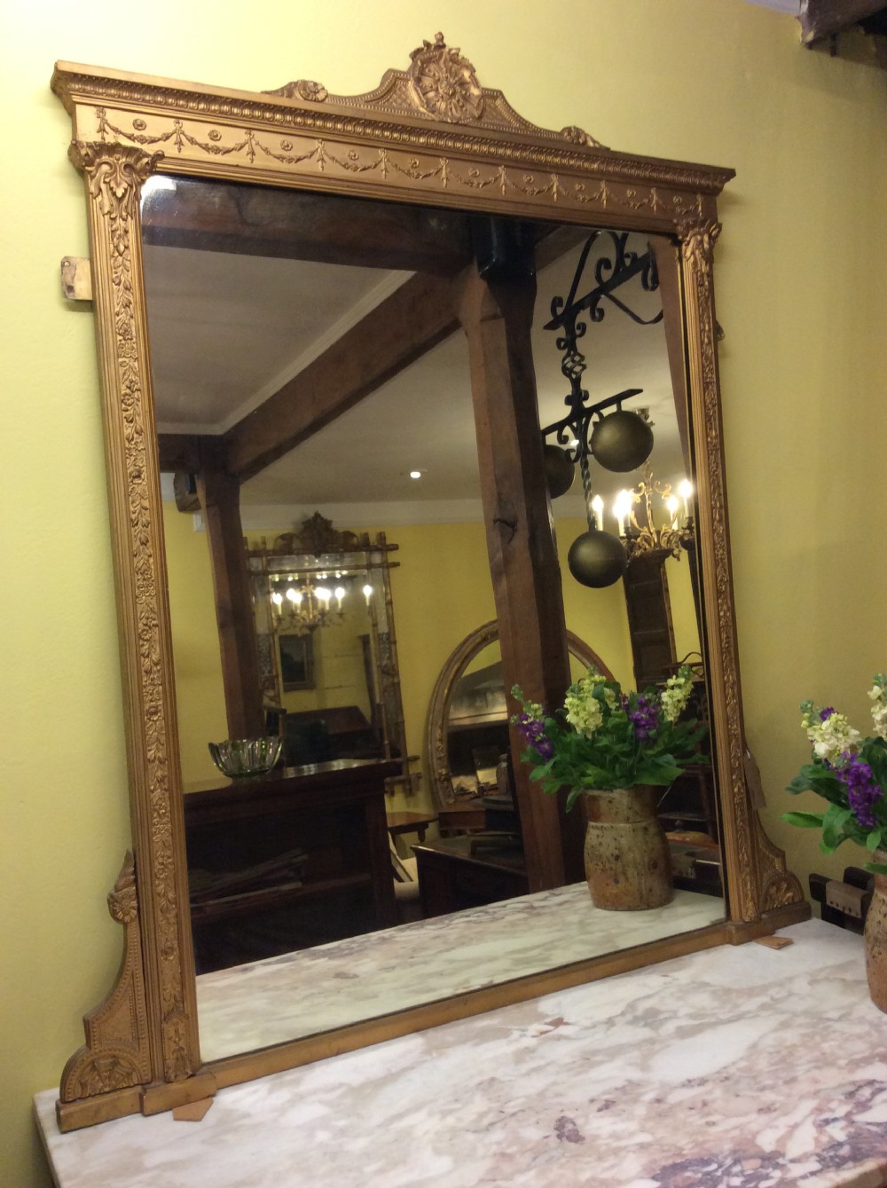 19thC overmantle mirror