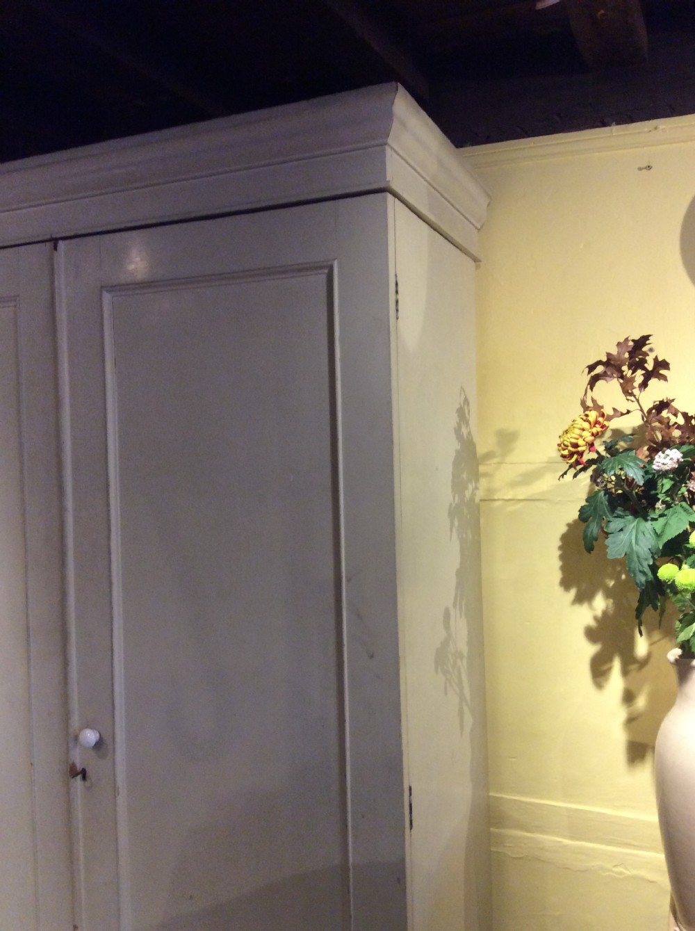 19thC Country estate painted pine  2 door wardrobe View IV
