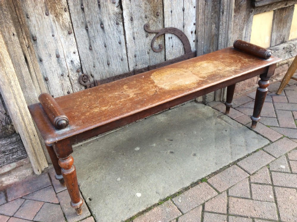 19thC Mahogany hall bench View V