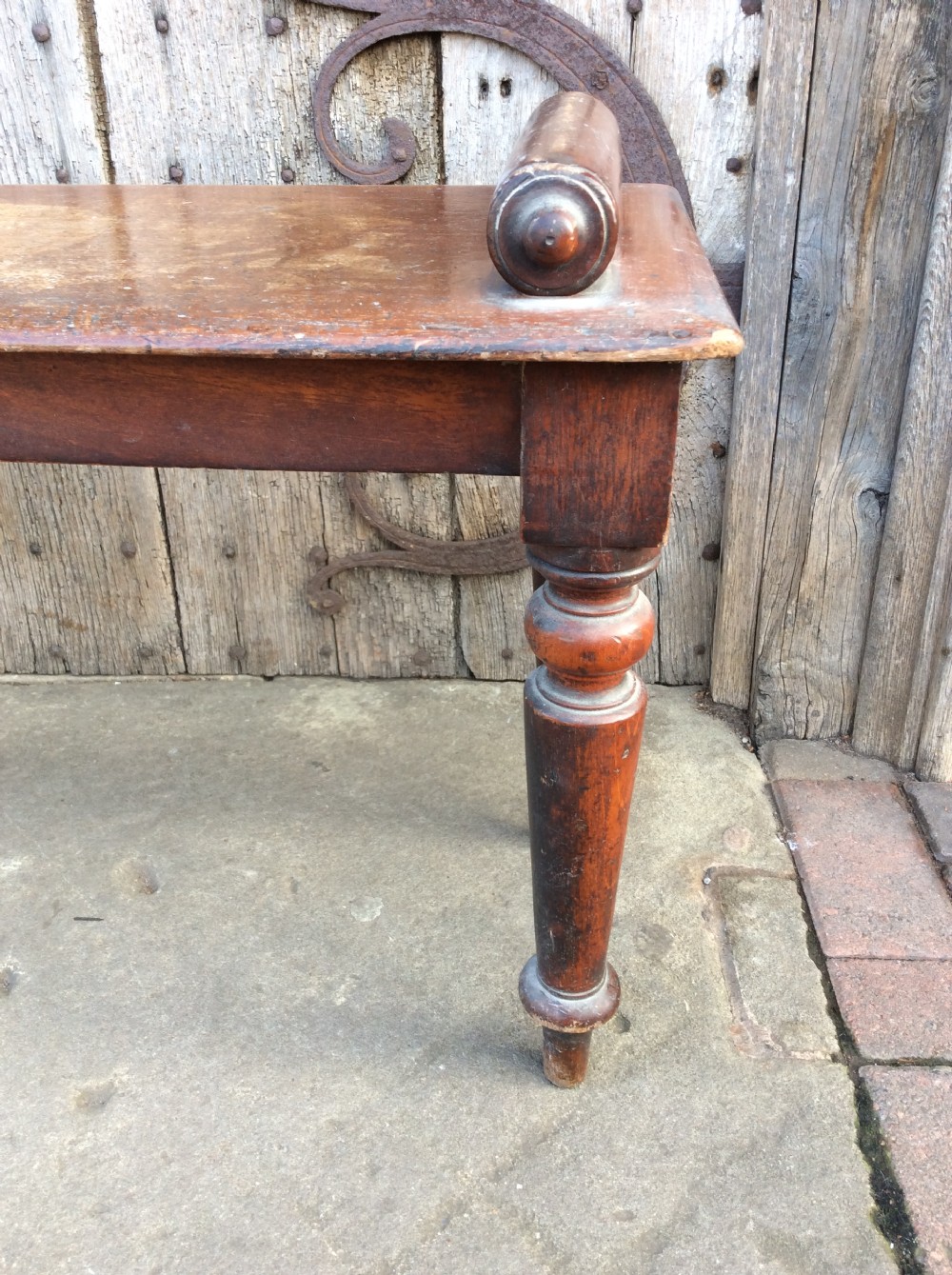 19thC Mahogany hall bench View IV