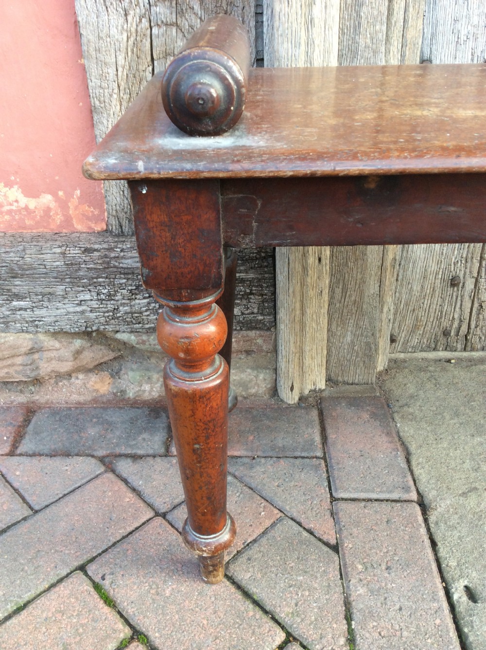 19thC Mahogany hall bench View VI